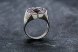 2.3ct Engagement Ring Round Cut Pink Ruby Horse Shoe 14k White Gold Finish