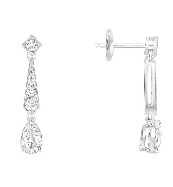 3ct Pear Cut Diamond Vertical Tear Drop Earrings for Women 14k White Gold Finish