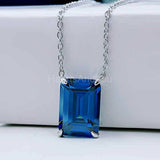 1ct Heart Simulated Blue Sapphire Solitaire Pendant Chain 14k White Gold Plated