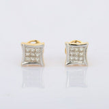 1.7ct Stud Earrings Princess Cut Diamond Kite Cluster 14k Yellow Gold Finish