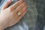 2ct Engagement Ring Round Cut Diamond Split Shank Hexagon Halo 14k RoseGold Over