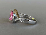 2ct Pear Cut Pink Sapphire Halo Infinity Engagement Ring 14k White Gold Finish