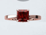 1.2ct Princess Cut Pink Ruby Solitaire Wedding Engagement Ring 14k RoseGold Over