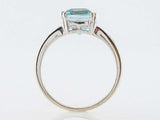 3ct Emerald Cut Blue Aquamarine Accent with Solitaire Ring 14k White Gold Finish