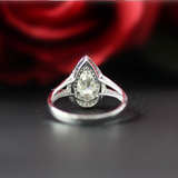 3ct Pear Cut Diamond Engagement Ring 14k White Gold Over Double Halo Split Shank