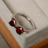 1.2ct Engagement Ring Heart Cut Red Garnet Bow Knot 14k White Gold Finish