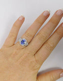 1.4ct Oval Cut Blue Tanzanite Engagement Ring 14k WhiteGold Finish Unique Design