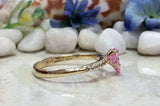 1.7ct Pear Cut Pink Sapphire Round Diamond Accent Ring 14k Yellow Gold Finish