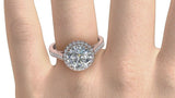 1.3ct Round Cut VVS1 Diamond Accents Halo Engagement Ring 14k WYR Gold Finish