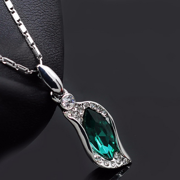 1ct Marquise Cut Green Emerald Fancy Design Pendant 14k White Gold Over NO CHAIN