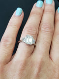 2.4ct Emerald Cut Diamond Trilogy Unique Engagement Ring 14k White Gold Finish