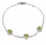 4ct Pear Cut Green Peridot Hollow Stylish Chain Bracelet 14k White Gold Finish