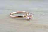 1ct Round Peach Morganite Lotus Flower Petal Solitaire Ring 14k Rose Gold Finish