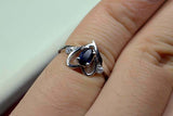 1ct Engagement Ring Oval Blue Sapphire Bypass Style Heart 14k White Gold Finish