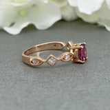 1ct Round Cut Pink Ruby Accents Solitaire Engagement Ring 14k Rose Gold Finish