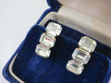 2ct Emerald Cut VVS1D Diamond Trilogy Women Drop Earrings 14k White Gold Finish