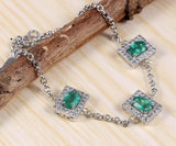 7ct Oval Cut Green Emerald Stylish Women Chain Bracelet 14k White Gold Finish