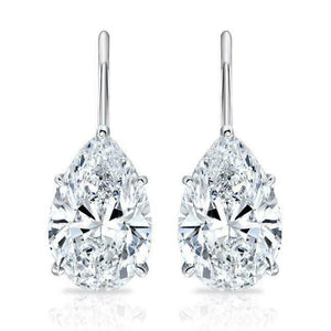 5Ct Pear Cut Diamond Solitaire Tear Drop Earrings Women 14K White Gold Finish