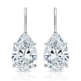 5Ct Pear Cut Diamond Solitaire Tear Drop Earrings Women 14K White Gold Finish