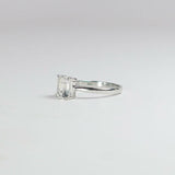 0.3ct Asscher Cut Diamond Engagement Ring 14k White Gold Finish Solitaire Women