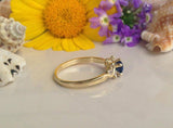 1ct Round Cut Blue Sapphire Engagement Ring 14k Yellow Gold Finish Minimalist