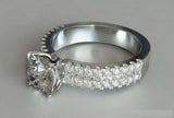 2.5ct Round Cut Diamond Engagement Ring Double Row Accents 14k White Gold Finish