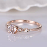 1ct Round Cut Peach Morganite Five Stone Engagement Ring 14k Rose Gold Finish