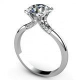 1.5ct Round Cut Diamond Twisted Shank Engagement Ring 14k White Gold Finish