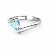 1Ct Heart Cut Blue Aquamarine Diamond ByPass Engagement Ring 14K White Gold Over