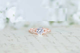 1.55ct Round Cut Diamond Engagement Ring Milgrain Vintage 14k Rose Gold Finish