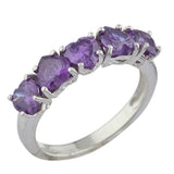 2.6ct Heart Cut Purple Amethyst Five Stone Half Eternity Band 14k WhiteGold Over