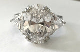 2.5Ct Oval Cut Diamond Three Stone Ring 14K White Gold Finish Trillion Accents