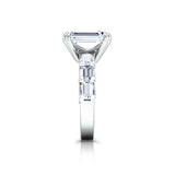 Solitaire with Accent Milgrain Ring 2ct Emerald Cut Diamond 14k WhiteGold Finish