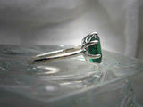 2.2ct Oval Green Emerald 6 Prong Solitaire Engagement Ring 14k White Gold Finish