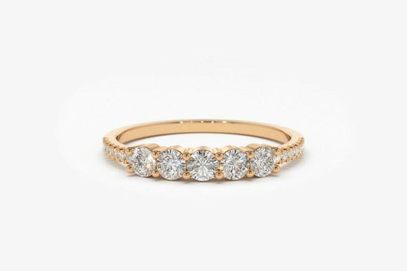 2ct Engagement Ring Round Cut Diamond Solitaire with Accent 14k Rose Gold Finish