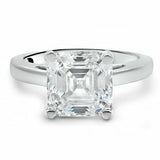 2Ct Asscher Cut Diamond Solitaire Engagement Ring Women 14K White Gold Finish