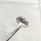 2.1ct Round Cut Blue Sapphire Vintage Inspired Cluster Ring 14k WhiteGold Finish