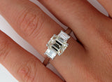 2.5Ct Emerald Cut Diamond Solitaire Trilogy Engagement Ring 14K White Gold Over