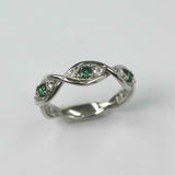 1ct Round Cut Green Emerald Wedding Band Twisted Eternity 14k White Gold Finish