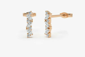 0.7ct Drop Earrings Marquise Cut Diamond Vertical Design 14k Rose Gold Finish