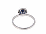 0.75ct Round Cut Blue Sapphire Halo Women Engagement Ring 14k White Gold Finish