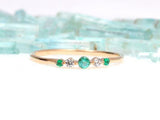 1ct Engagement Ring Round Cut Green Emerald Minimalist 14k Rose Gold Finish