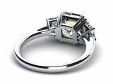 1.3ct Asscher Cut VVS1 Diamond Three Stone Engagement Ring 14k Gold Finish