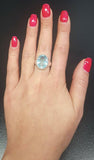 3.5ct Engagement Ring Oval Cut Blue Aquamarine Solitaire 14k White Gold Finish