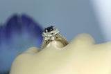 2ct Round Blue Sapphire Engagement Ring Diamond Halo Floral 14k White Gold Over