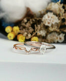 1.6ct Oval Cut Diamond Engagement Ring 14k RoseGold Finish Fancy Unique Trio Set