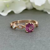 1ct Round Cut Pink Ruby Accents Solitaire Engagement Ring 14k Rose Gold Finish