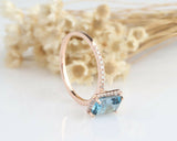 2ct Emerald Cut London Blue Topaz Engagement Ring Diamond Halo 14k RoseGold Over