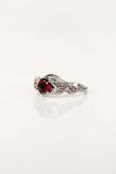 1ct Round Cut Red Garnet Engagement Ring Leaf Vine Solitaire 14k White Gold Over