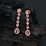 3ct Oval Cut Champagne Morganite Straight Drop Earring Women 14k RoseGold Finish